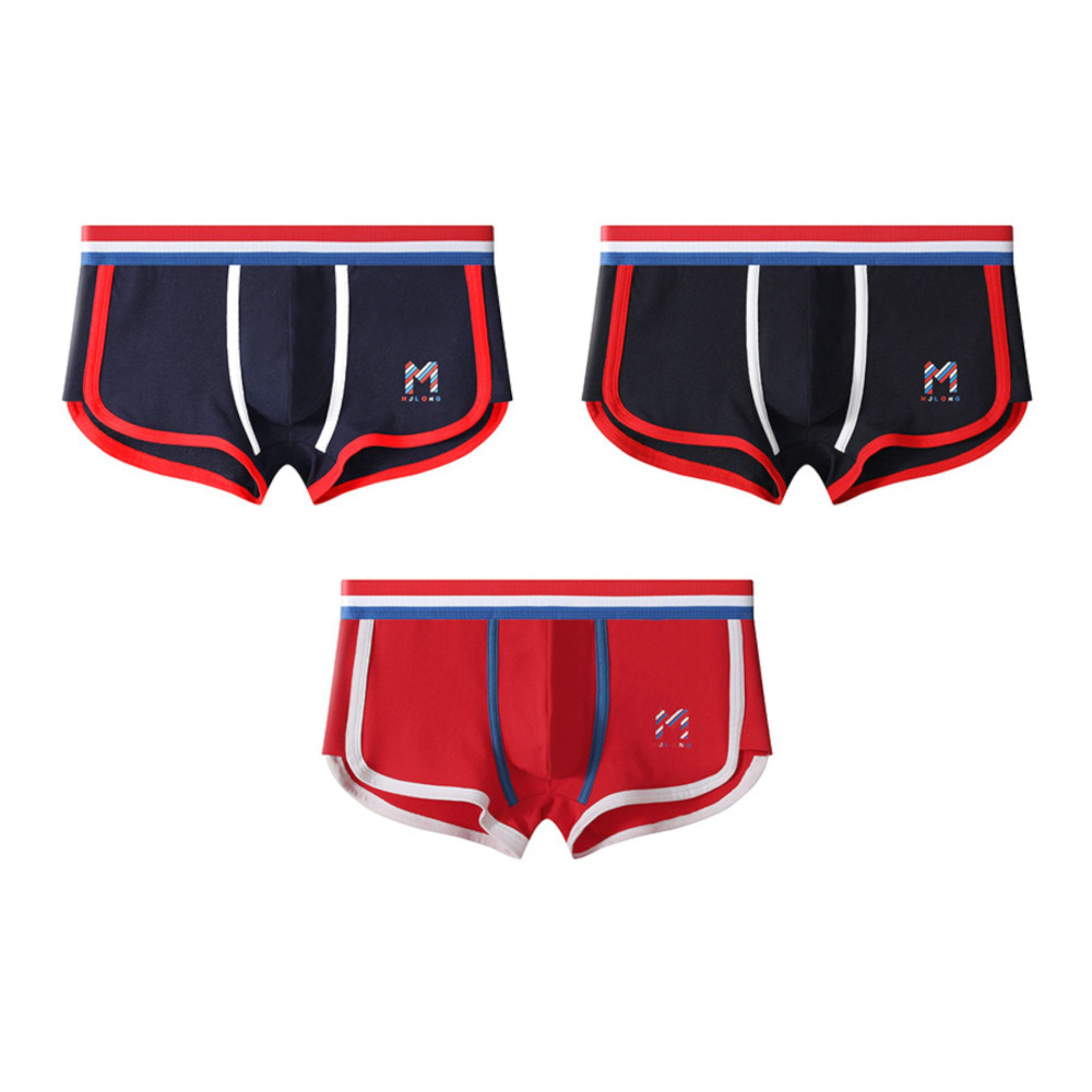 Набор из 3 мужских трусов-боксеров с резинкой в полоску (Размер: XXXL) (Цвет: разноцветный)