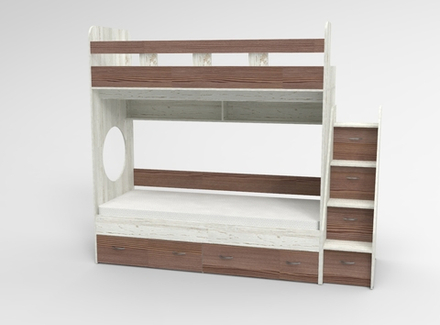 Двухъярусная кровать КарИВи Юниор 1 80х190 Винтерберг Венге