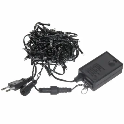 Гирлянда для улицы 7м 80 ламп LED чёрный провод, 8 реж, IP-54, Синий (возможность соединения)