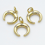 Подвеска Лунница, позолота, фианиты, размер 16*12 мм, цена за 1 шт