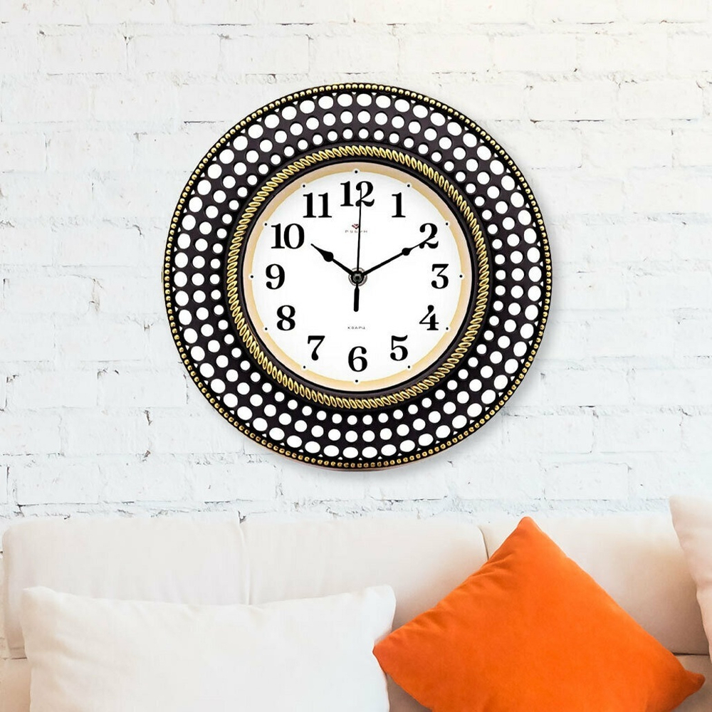 Часы настенные круглые d29см "Классика", корпус черный с золотом