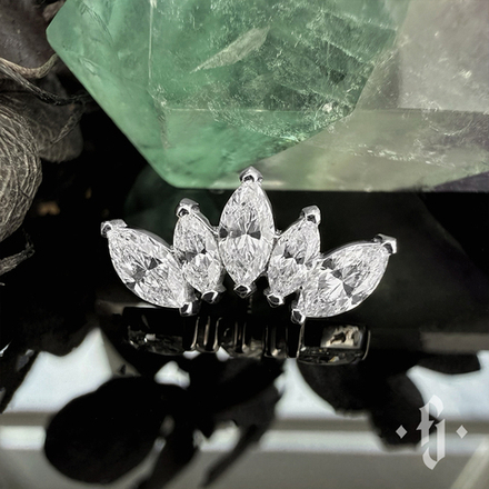 Кластер "Crown Marquise" - Белое золото - White CZ
