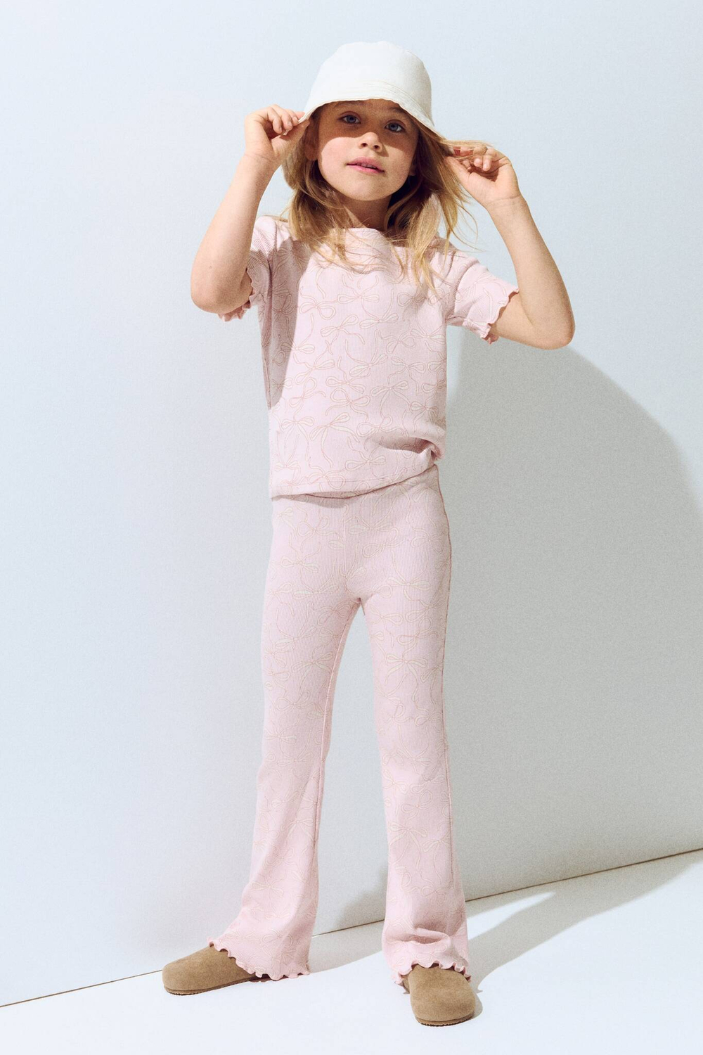 H&M Хлопковые легинсы-клеш, розовый