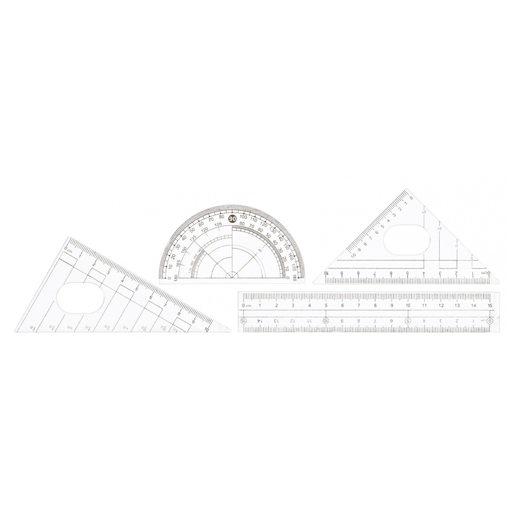 Готовальня Basir 8 предметов в пластиковом футляре, серия "Классика", циркуль с запасными частями + набор пластиковых линеек