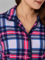 Пижама с брюками КБ-002/клеткасерая-малина