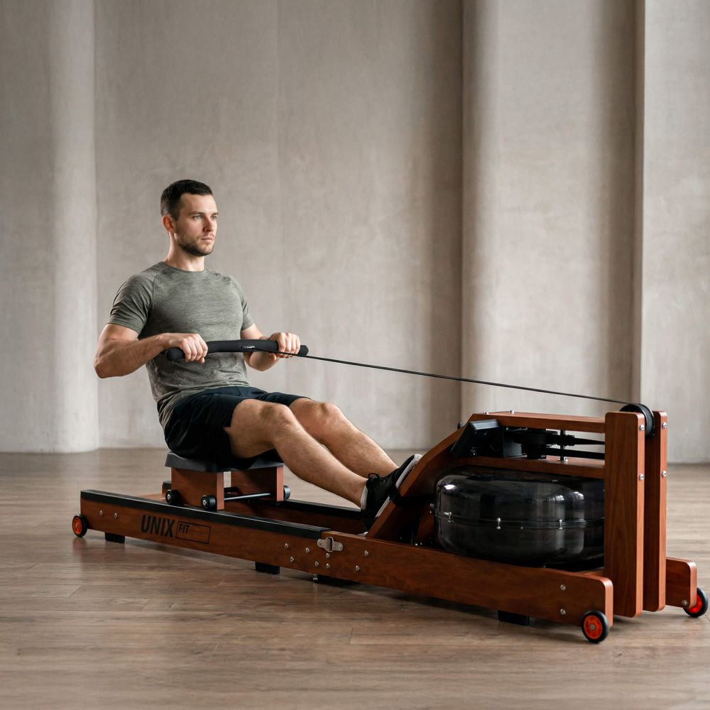 Гребной тренажер UNIX Fit Wood Rower Dark