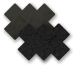 Комплект из 1 пары черных кружевных пэстис-крестиков и 1 пары черных пэстис-крестиков с гладкой поверхностью