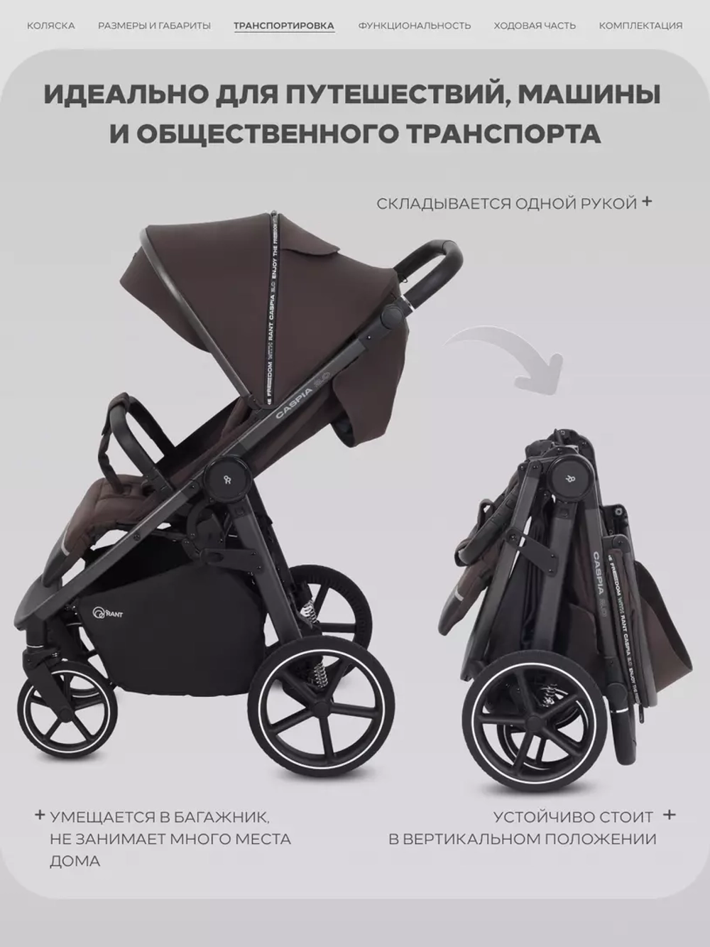 Коляска детская RANT "CASPIA soft" RA100 Shine Brown