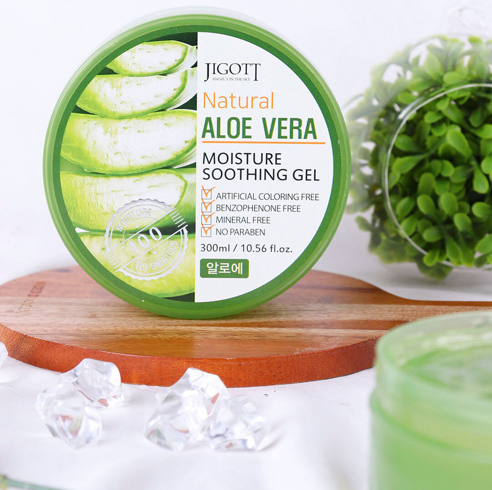 Гель для лица и тела увлажняющий с алоэ вера 300 мл NATURAL ALOE VERA MOISTURE SOOTHING GEL Jigott