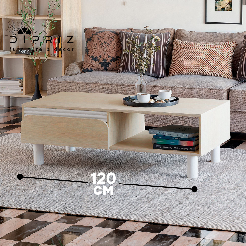 Журнальный дизайнерский столик с ящиком Ола, на ножках