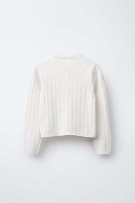 ZARA КАРДИГАН С УЗОРОМ «КОСЫ», ЭКРЮ