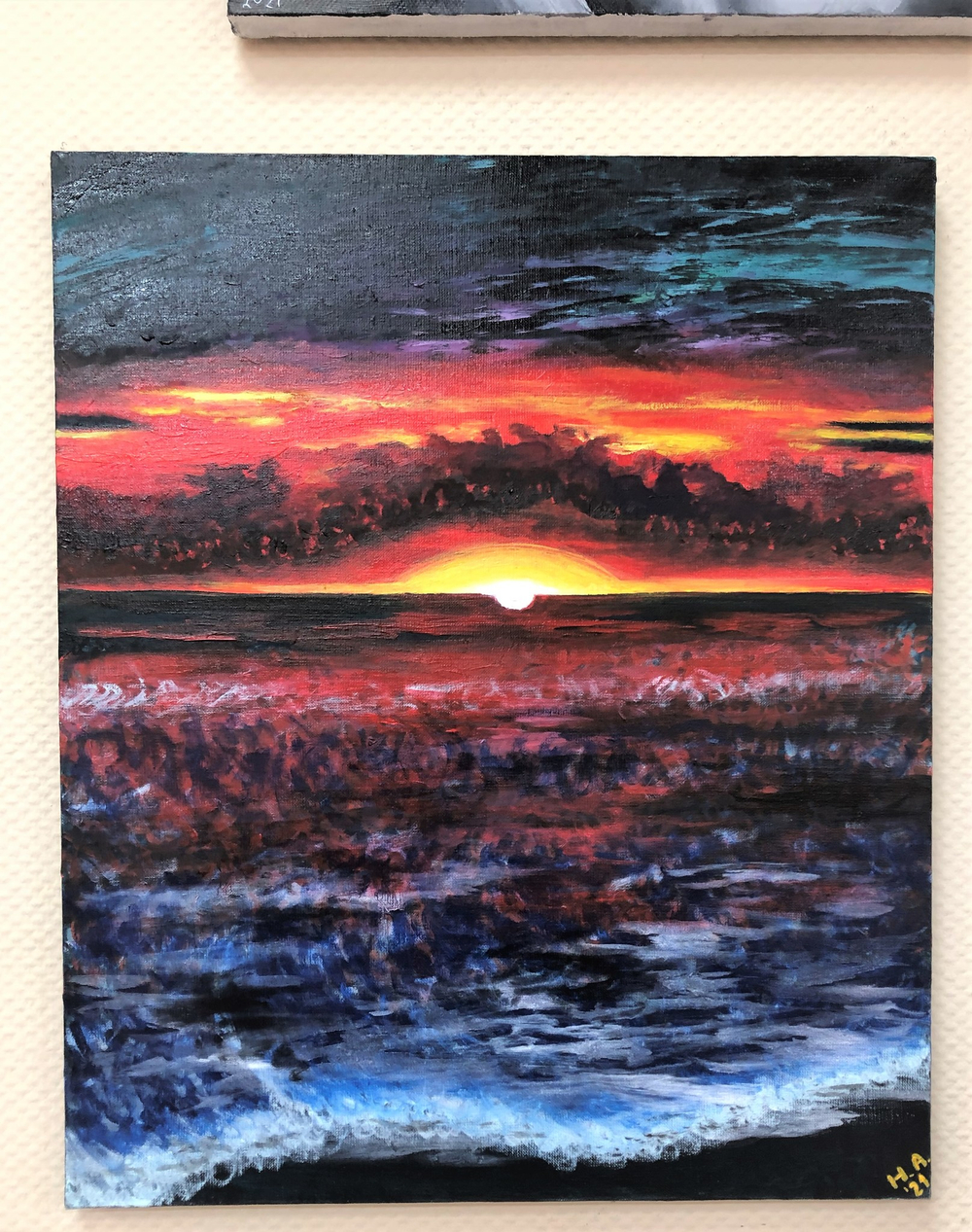 Картина маслом на холсте "Рассвет" 50х60 см. Деревянный подрамник