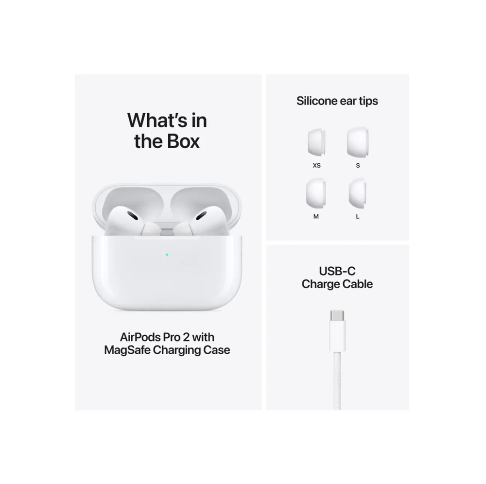 Apple - AirPods Pro 2, беспроводные наушники с активным шумоподавлением и функцией слухового аппарата - белые.Оригинал