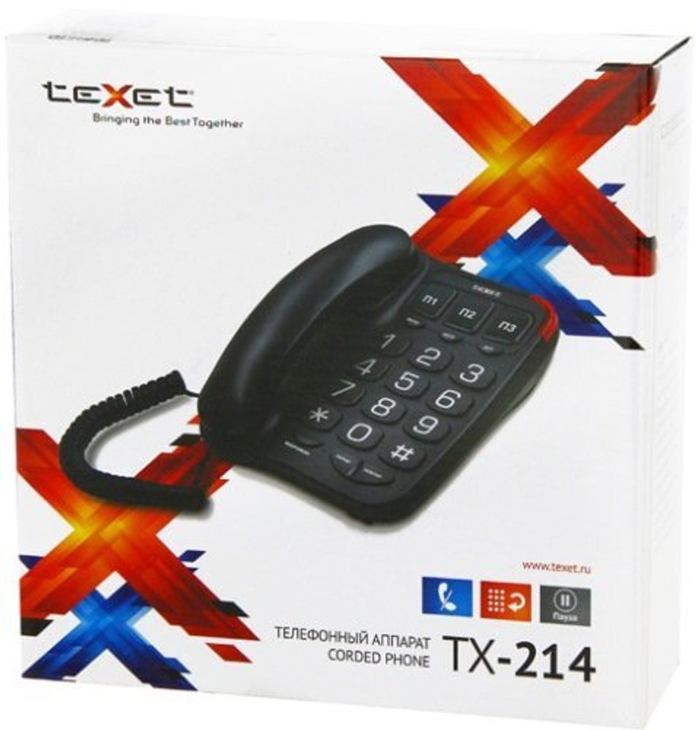 Телефонный аппарат для слабослышащих и слабовидящих  teXet TX-214