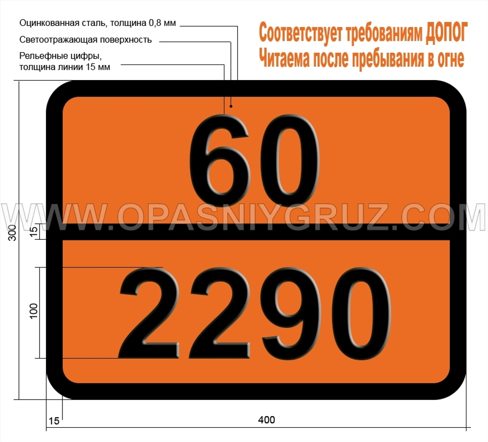 Табличка Опасный груз 60-2290 ИЗОФОРОНДИИЗОЦИАНАТ