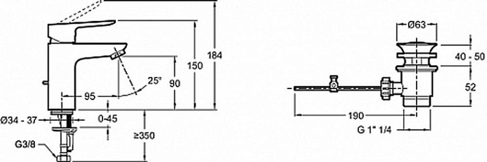 Комплект смесителей для ванны Jacob Delafon Oscar, черный матовый E29845RU-BL