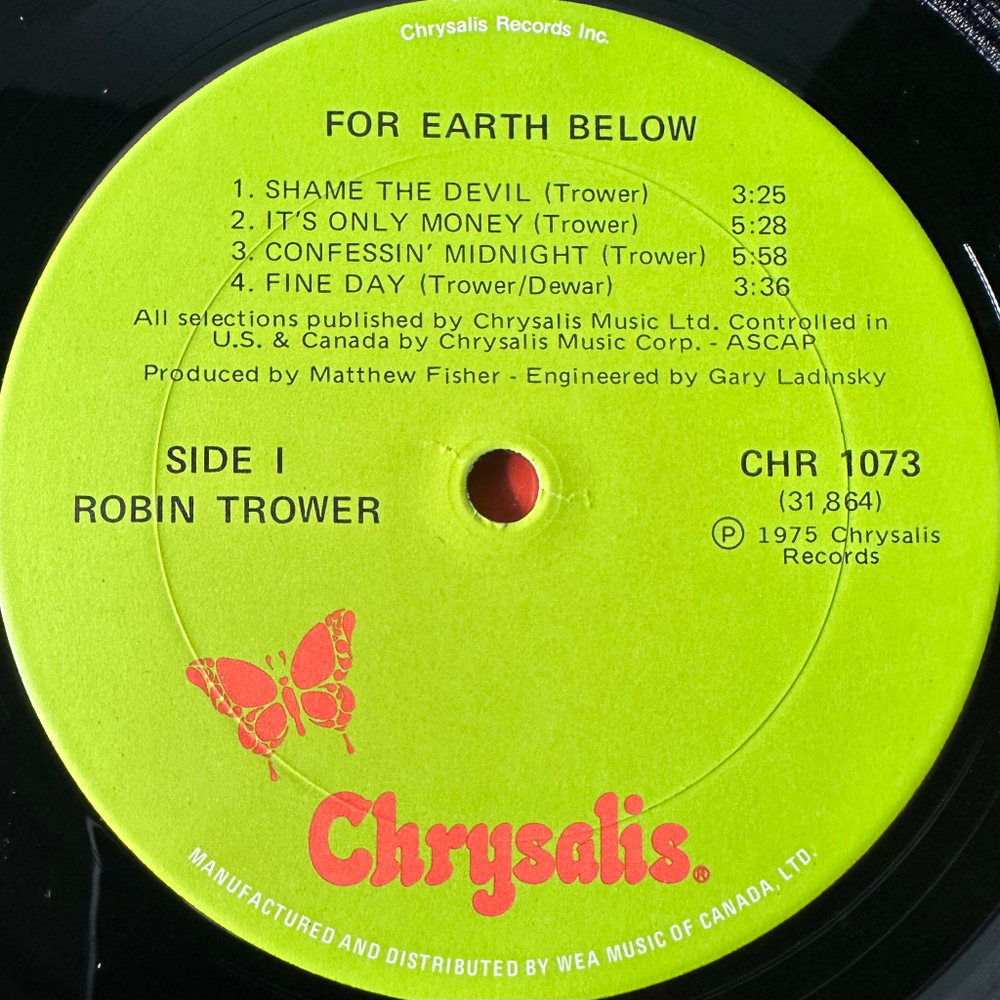 Robin Trower ‎– For Earth Below (Канада 1975г.)