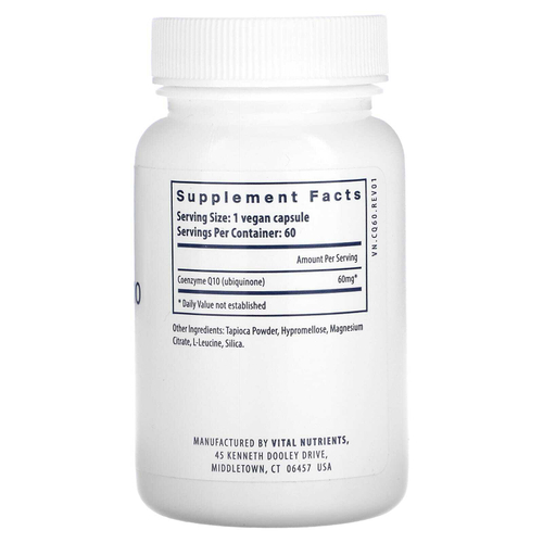 Vital Nutrients, Коэнзим Q10, 60 мг, 60 веганских капсул