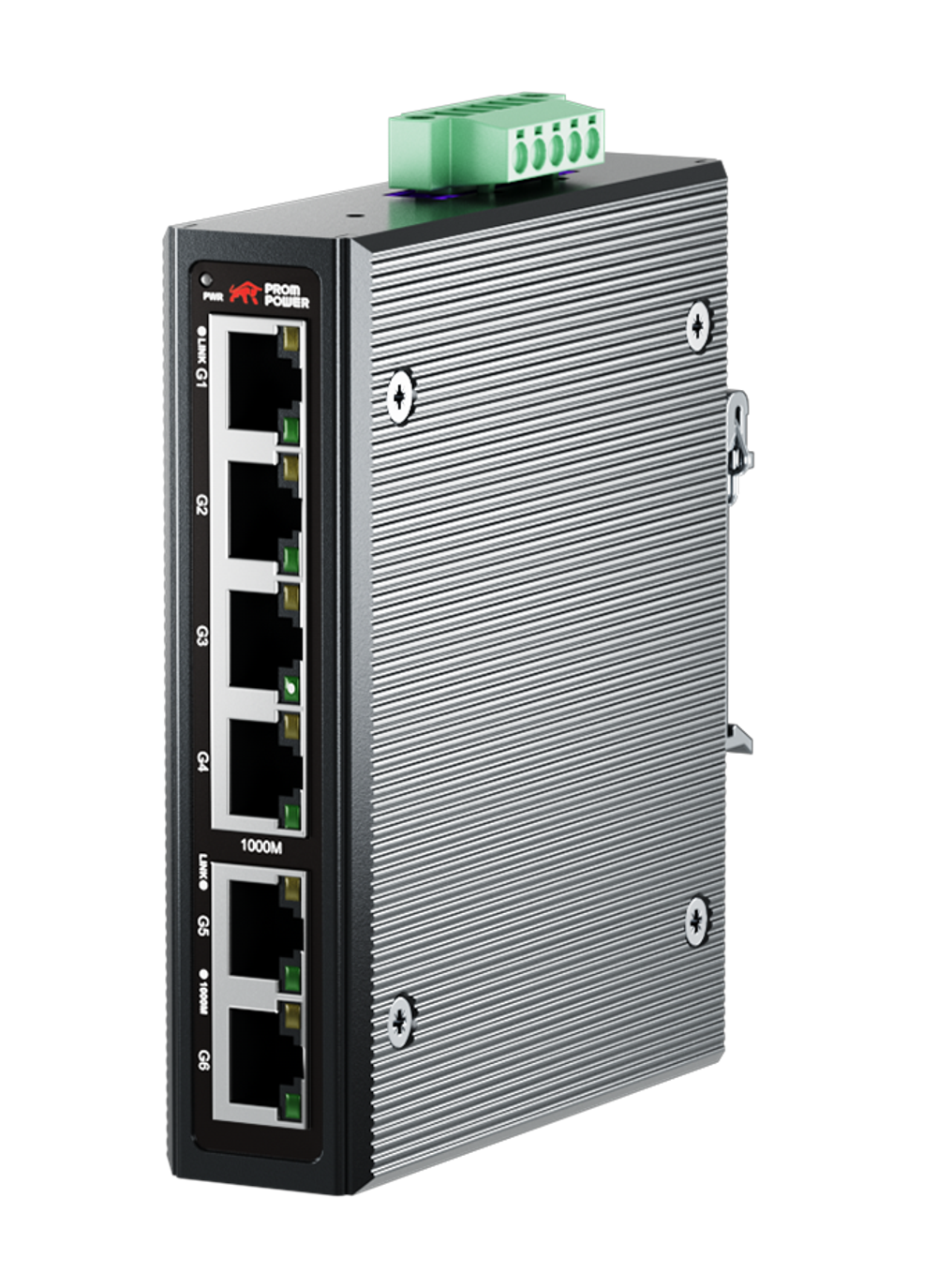 Промышленный коммутатор PPS-1G0612, 6 портов, 4-10/100/1000M RJ45  + 2-10/100/1000M uplink, DC12-48V