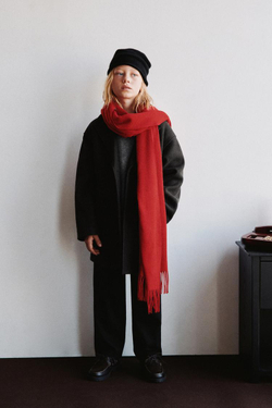 ZARA ДЛИННОЕ ПАЛЬТО ИЗ СИНТЕТИЧЕСКОЙ ШЕРСТИ, АНТРАЦИТОВО-СЕРЫЙ