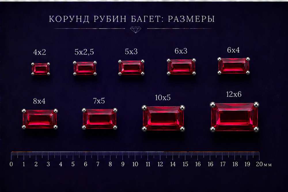 Корунд Рубин Багет