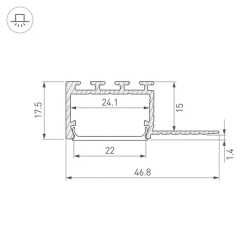 Профиль PLS-F-HIDE-EDGE-2000 (Arlight, Алюминий) 058464