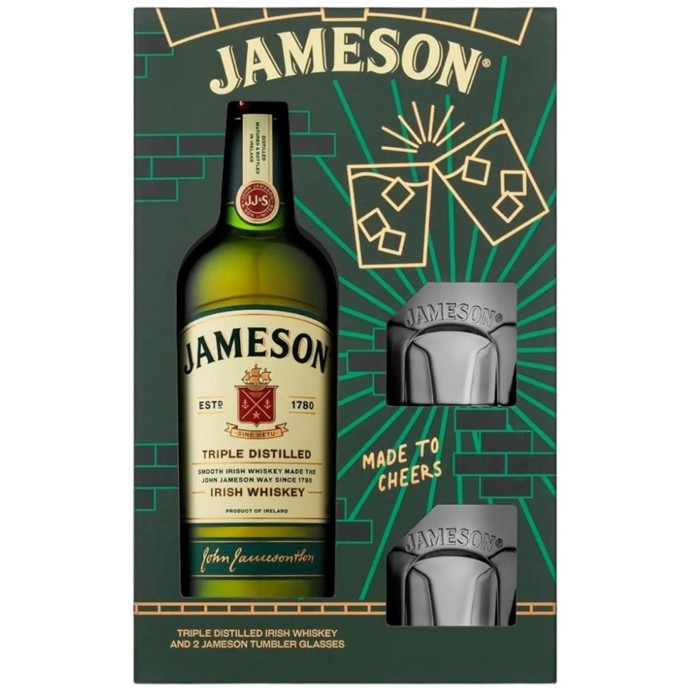 Виски Jameson 0,7 л. В подарочной упаковке с 2 стаканами