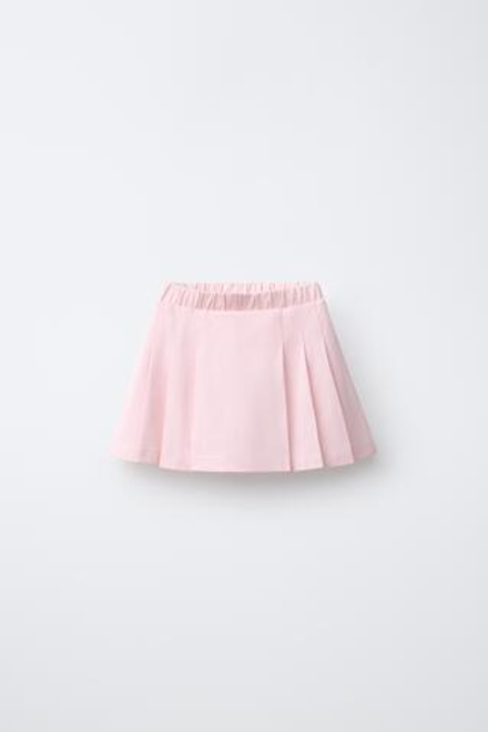 ZARA ЮБКА-ШОРТЫ ИЗ ПИКЕ СО СКЛАДКАМИ, СВЕТЛО-РОЗОВЫЙ