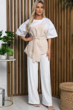 Блуза Альциона (бело-бежевая) Б13258-13М LT Collection