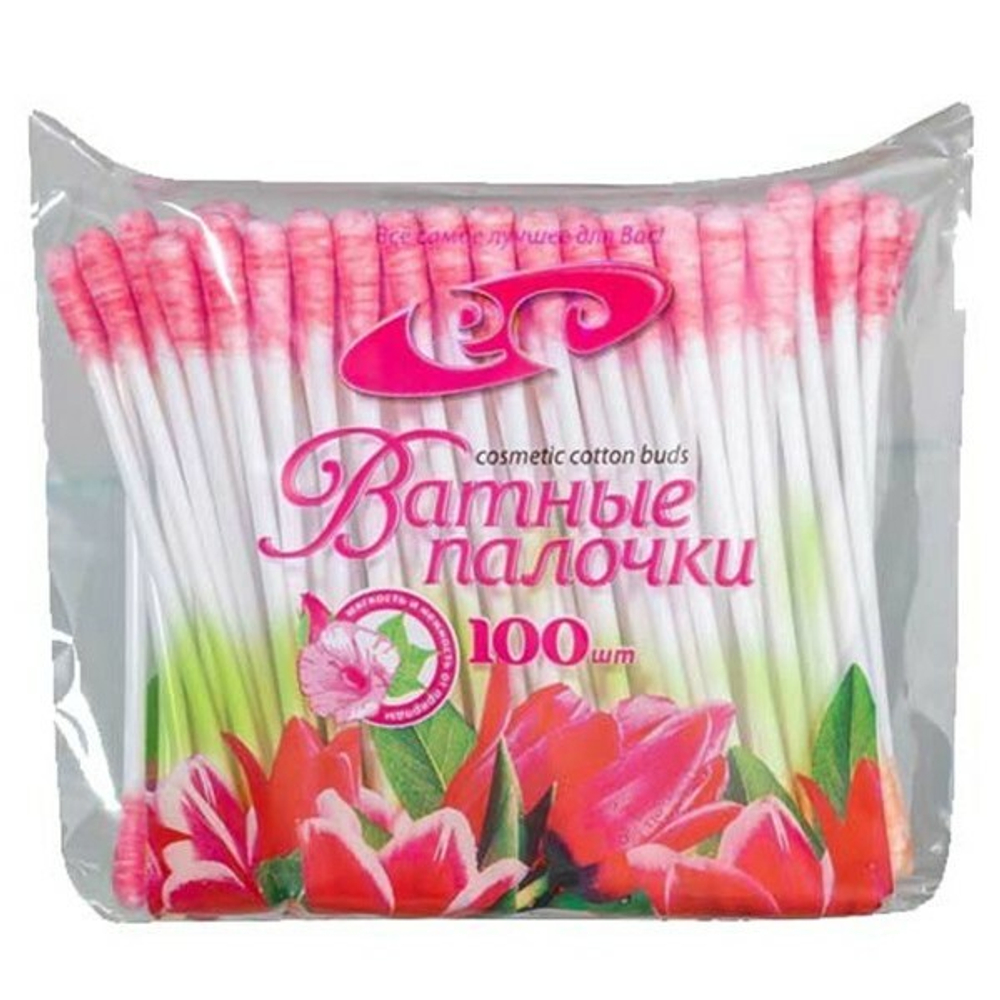 Ватные палочки цветные ЕС 100шт пакет