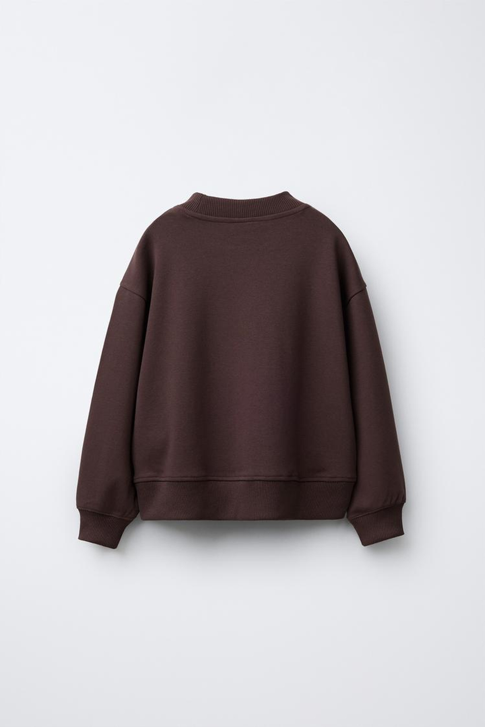 ZARA КОМПЛЕКТ ИЗ ТОЛСТОВКИ И БРЮК WIDE LEG ИЗ ТКАНИ ИНТЕРЛОК, КОРИЧНЕВЫЙ