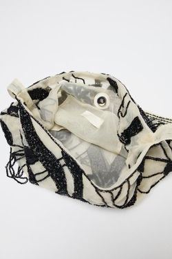 ZARA СУМКА ИЗ СЕТКИ С БУСИНАМИ, ЭКРЮ/ЧЕРНЫЙ