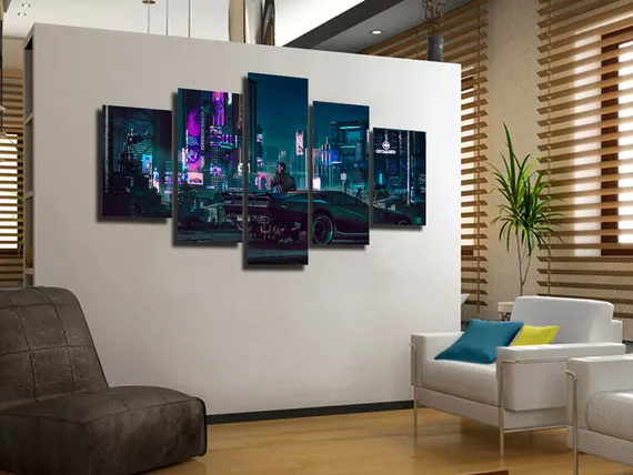 Модульная картина "Киберпанк 2077 - Ночной Город"