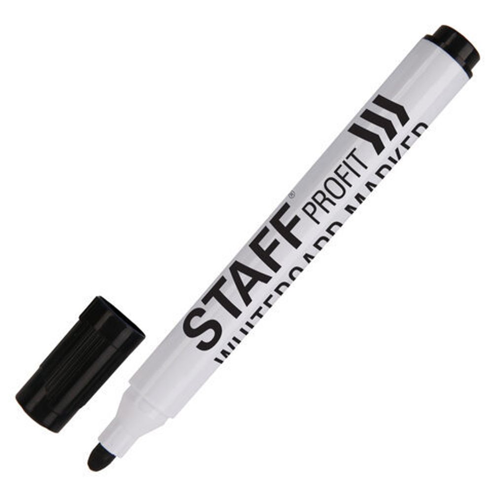 Маркер стираемый для белой доски ЧЕРНЫЙ, STAFF "PROFIT", 2,5 мм, 151644
