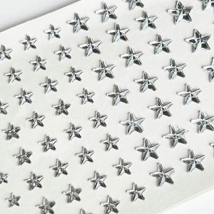 Стразы самоклеющиеся звездочки 101 шт серебряные