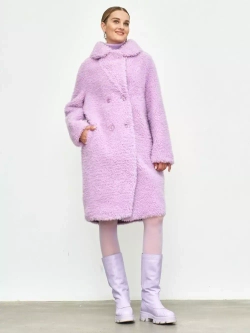 Шуба из овечьей шерсти, розовая, SilverFox