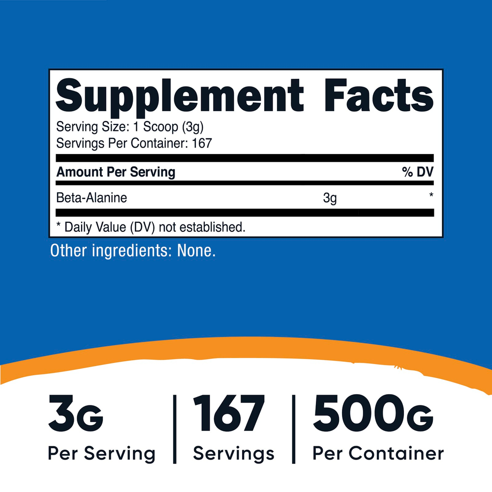 Nutricost, Бета-аланин, без добавок, 500 г (17,9 унции)