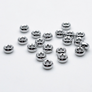 Бусина, цвет серебро (родий), размер 4*2 мм, цена за 10 штук