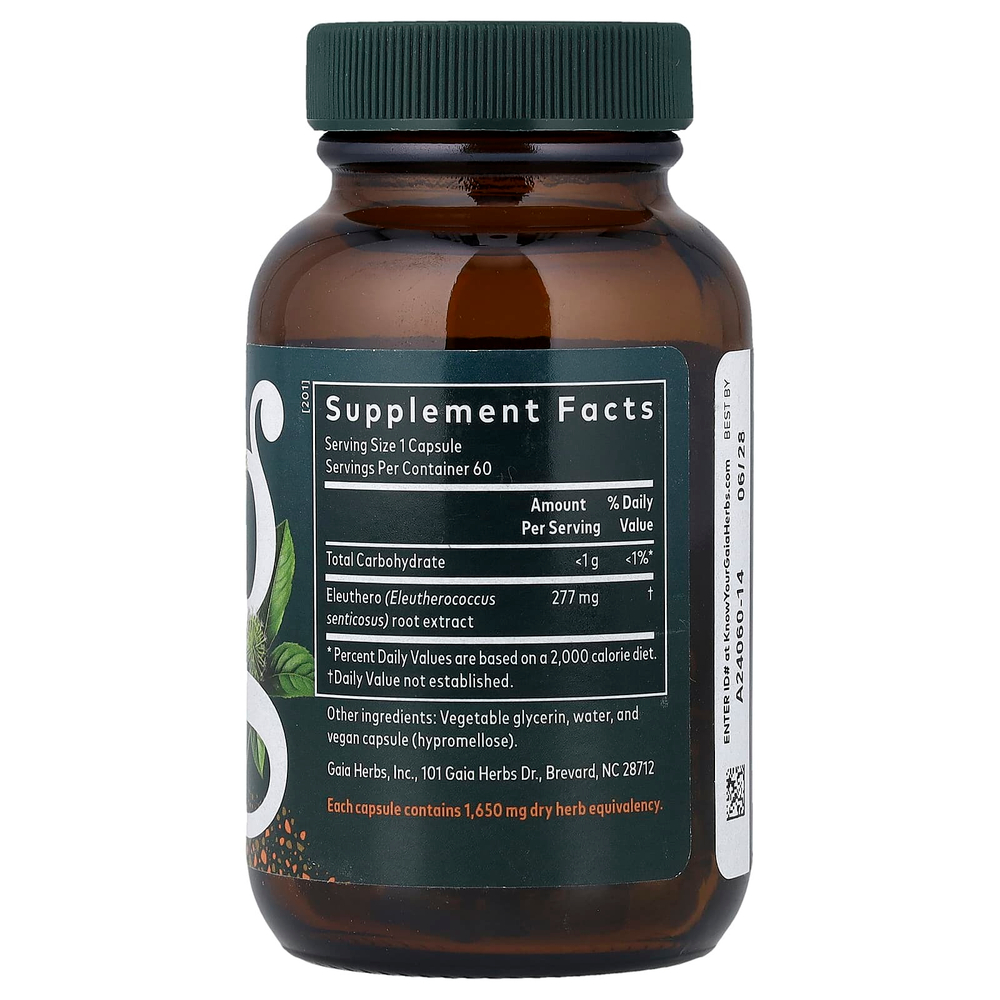 Gaia Herbs, корень элеутерококка, 60 жидк. унций Phyto-Caps® (277 мг в 1 капсуле)
