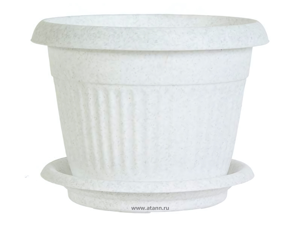 Кашпо Ливия 26л 420мм с поддоном, мрамор