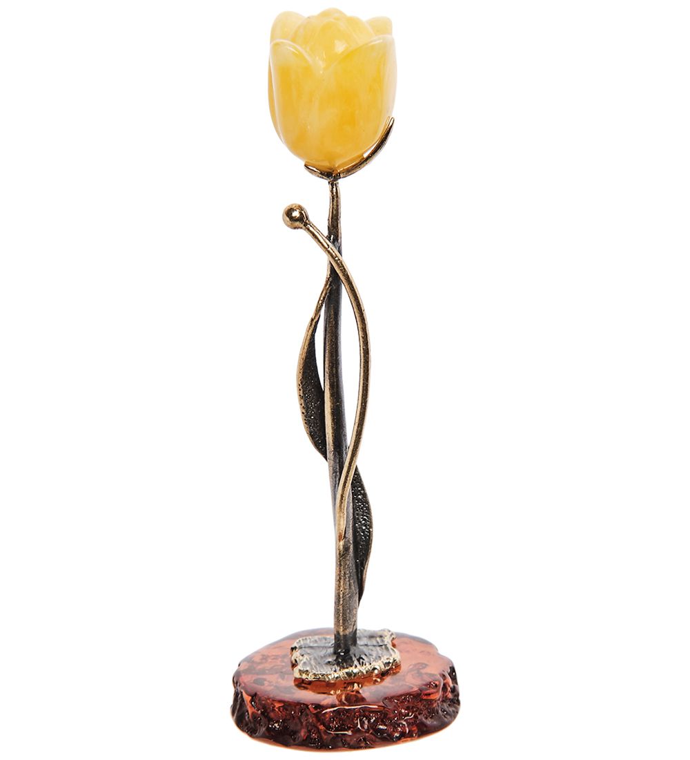 Народные промыслы AM- 256 Фигурка «Тюльпан» (латунь, янтарь)