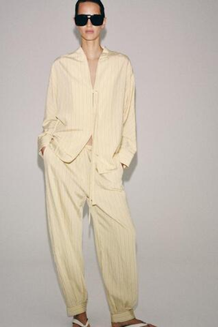 ZARA БРЮКИ-БАЛЛОНЫ В ПОЛОСКУ — ZW COLLECTION, С ПРИНТОМ