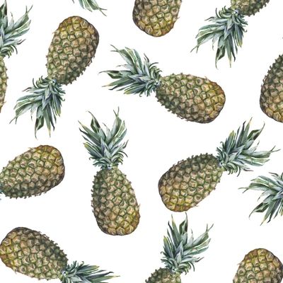 Паттерн с ананасами на белом фоне