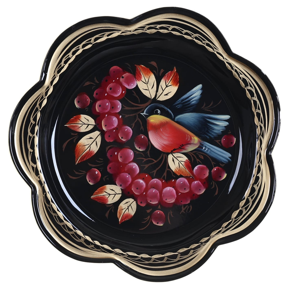 Жостовский поднос декоративный, размер 18 см (A1), металлический