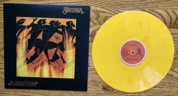 Santana – Marathon - Yellow, Red &amp; Orange Marbled - LP