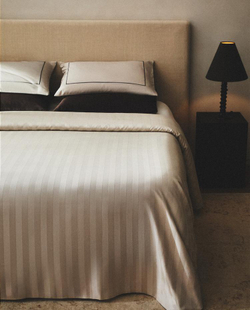 ZARA HOME САТИНОВЫЙ ПОДОДЕЯЛЬНИК В ПОЛОСКУ, СЕРЫЙ