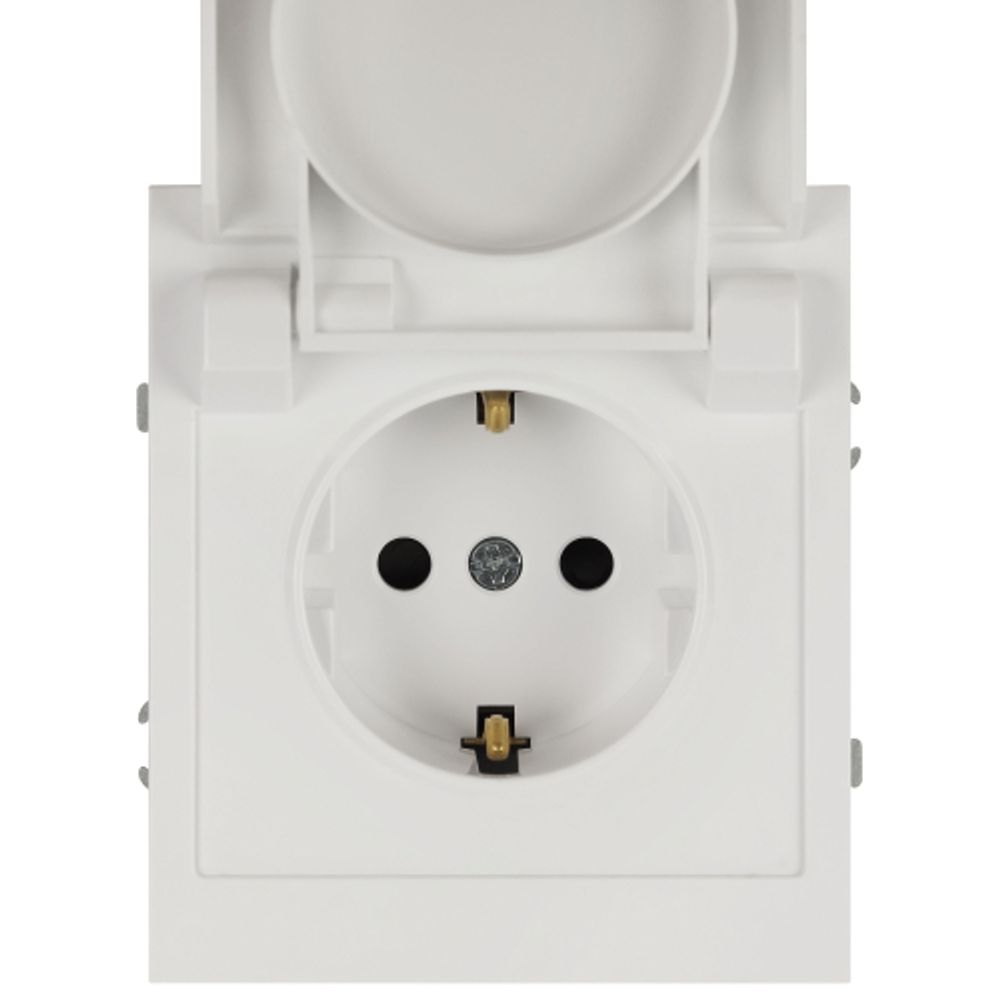 Розетка ЭРА Arktik 16-2103-01 с заземлением 2P+E Schuko со шторками с крышкой 16А-250В белый | Эра Arktik