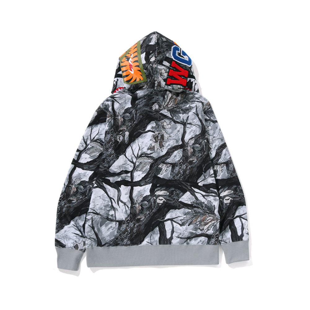 A Bathing Ape Bathing Ape Tree Edge Camo Shark Zip Up Худи белый
