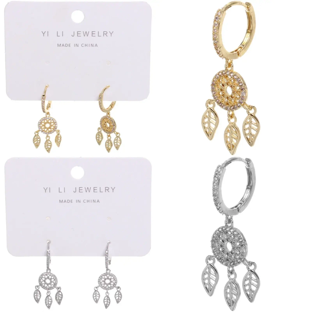 Серьги из гиппоалергенного металла со стразами «ПАЛУМНА», ловец снов, цвет золото и серебро, 3,5см