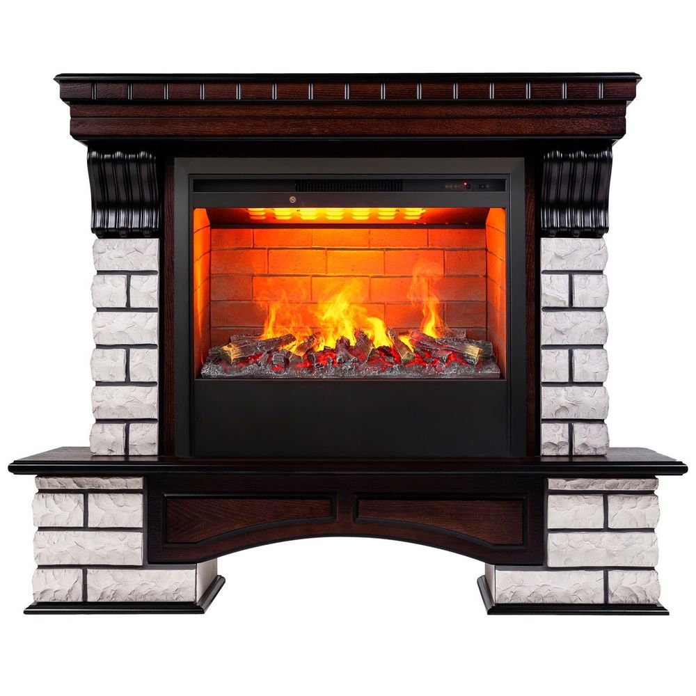 Электрокамин RealFlame Country Rock 26 AO античный дуб с очагом 3D Helios 26
